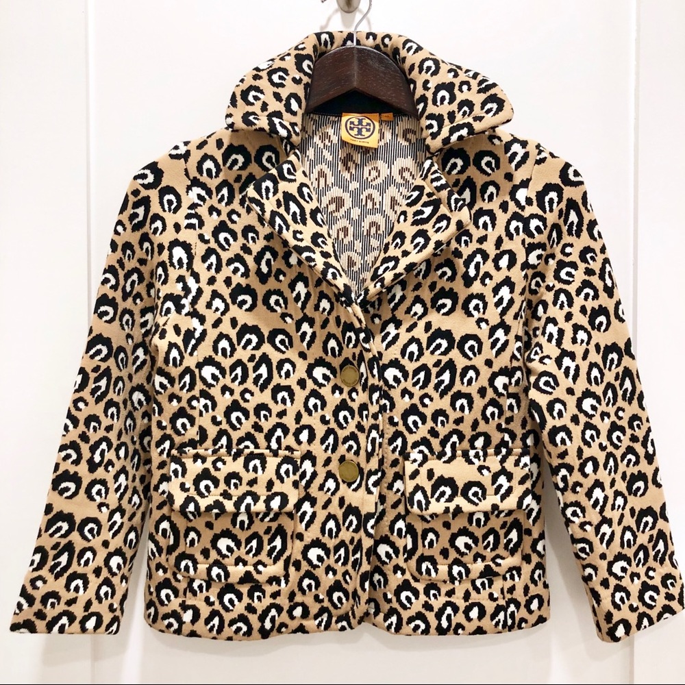 NWOT Tory Burch Animal Print Sweater Blazer XS